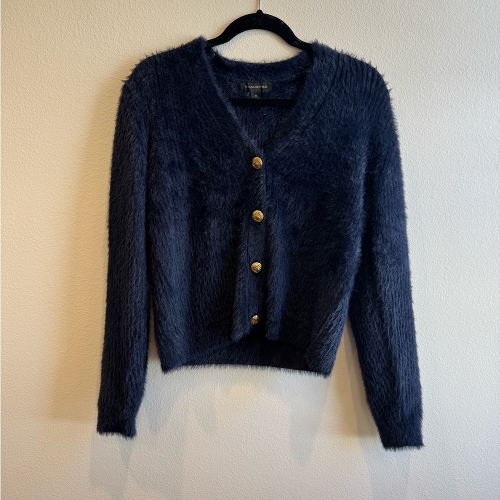 Navy Blue Fuzzy Women's Sweater